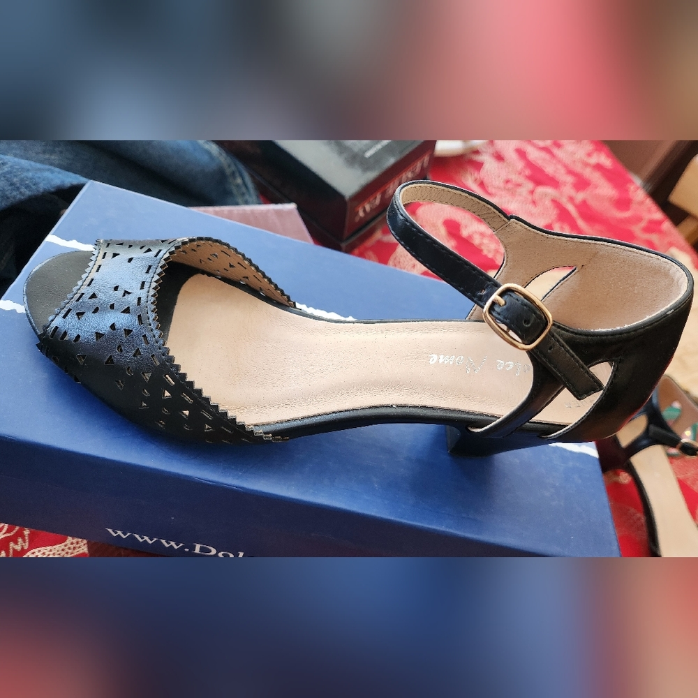 Dolce Nome black peektoe black heel size 8